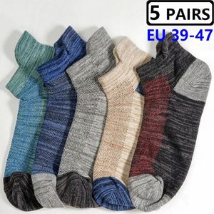 Chaussettes pour hommes 5 paires taille EU39-47 Sport pour hommes grands pieds absorbent la sueur coton compression tube bas Adule mâle Hombre Calcetines