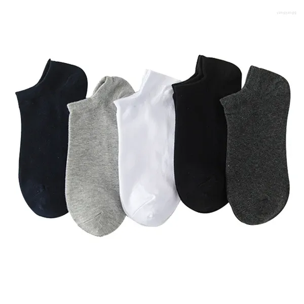 Chaussettes masculines 5 paires de couleurs massives coton bateau bateau mince et peu profond invisible sports courts