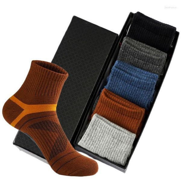 Calcetines para Hombre 5 Pares Calcetines Deportivos Ciclismo Baloncesto Correr Tendencia Senderismo Amortiguación Hombres Atlético Tubo Corto Transpirable Que Absorbe El Sudor Masculino