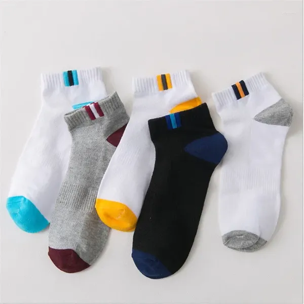 Chaussettes pour hommes 5 paires printemps et automne de haute qualité épaissi respirant bateau coupe basse bouche peu profonde hommes décontracté