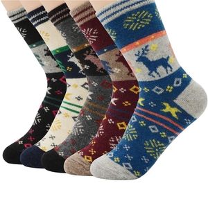 Chaussettes masculines 5 paires chaussettes d'hiver emballent les hommes et les rayures de la version en laine chaude épaisse chaude durable en gros de haute qualité 220923