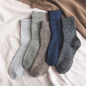 Herrensocken 5 Paar Winter Warme und verdickte Kaninchenwollsocken Männer mit Volltonfarbe und Faden Happy Socks Männliche Geschenke für Männer 397 Z0227