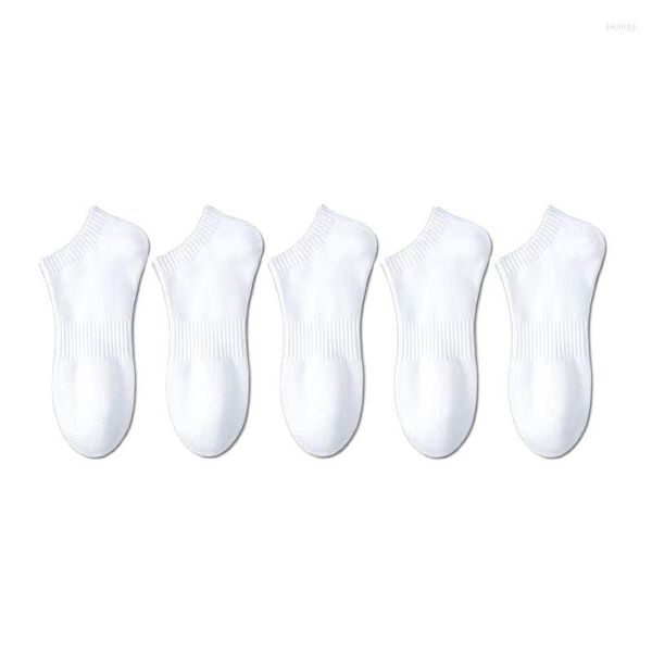 Chaussettes pour hommes 5 paires femmes hommes noir blanc mignon ensemble printemps été mâle femelle couleur unie Sport court pour la vente en gros