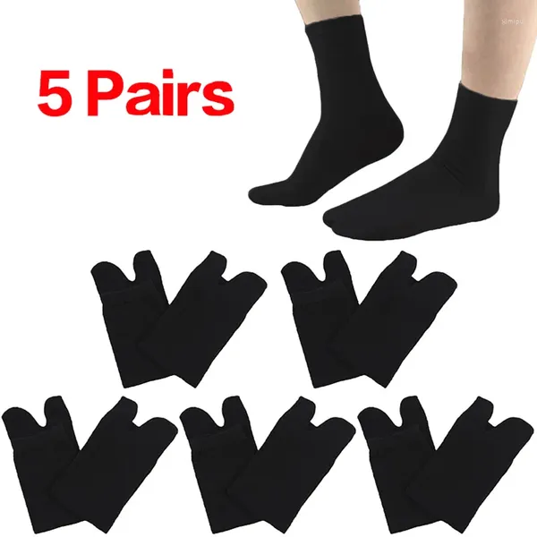 Calcetines para hombres 5 PCS Hombres japoneses y mujeres Fibra de verano Dos dedos Black Kimono Flip Flop Sandalia Split Ninjia White Tabi Toe