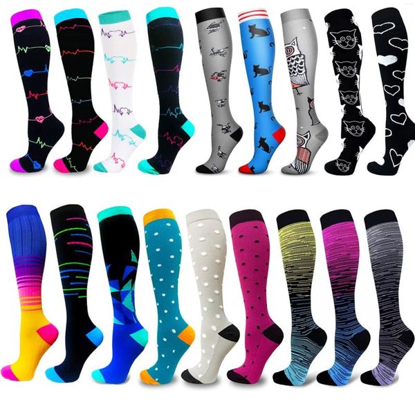 Chaussettes pour hommes 58 Styles Compression pour les varices Infirmières Œdème Diabète Athlétisme en plein air Hommes Femmes Course à pied Cyclisme