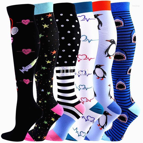 Chaussettes masculines 58 styles compression genou haute ajustement pour varices veines œdème diabète hommes femmes courent des sports de randonnée