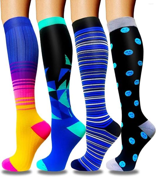 Chaussettes pour hommes 58 styles Compression genou haute 30 mmhg course femmes hommes pour varices œdème diabète cyclisme