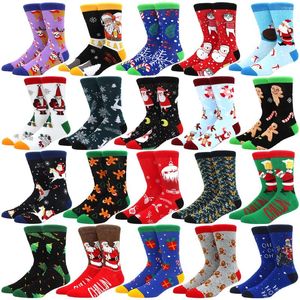 Herensokken 59 Stijl Men Kerstmis grappig kerstmas Santa Claus Tree Snowflake Elk Sneeuw katoen Tube Crew Happy Sock Year Sokken