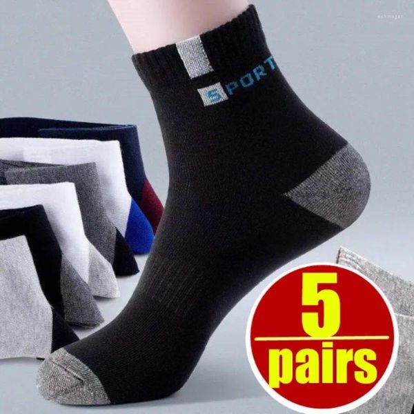 Chaussettes pour hommes 5 paires de fibres de bambou hommes respirant coton équipe de sport absorber la sueur déodorant affaires haute qualité Tube cheville