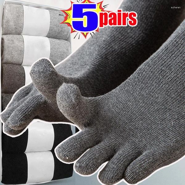 Chaussettes pour hommes 5 paires coton cinq doigts confortable affaires orteil sport course équipage respirant sueur déodorant chaussette mâle