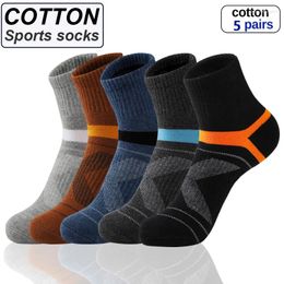 Chaussettes masculines 5 paires / lot de haute qualité coton automne coulant hiver occasionnel respirant actif stripe sport eur 38-45