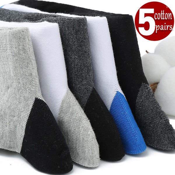 Calcetines para hombres 5 pares Hombres Fibra de bambú Verano Otoño Diseñador masculino Transpirable Algodón Suave Deportes Calcetín Desodorante Tobillo de alta calidad