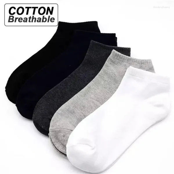 Chaussettes pour hommes 5 pièces / entreprises pour hommes de haute qualité coton décontracté respirant de couleur solide douce de couleur courte taille 38-48