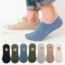 Chaussettes antidérapantes en Silicone pour hommes, 5 paires, invisibles, en coton, maille respirante, confortables, fines, sport d'été, cheville élastique