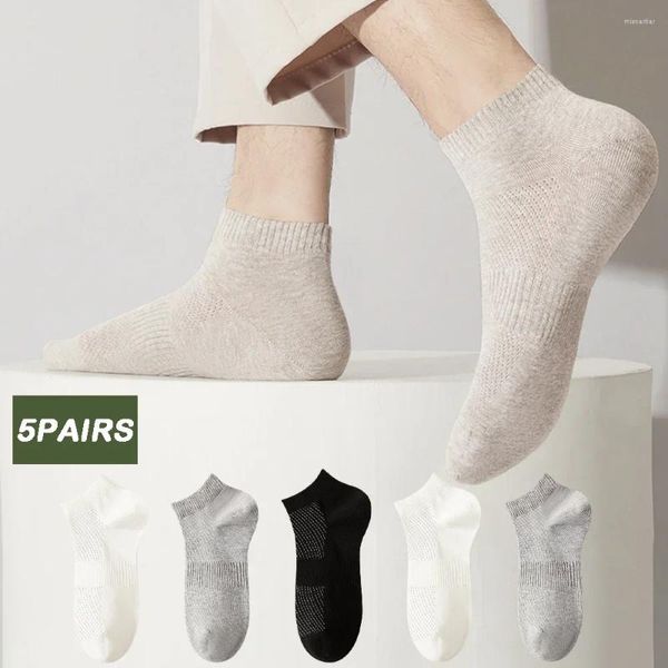 Calcetines para hombres 5PAILS Summer tobillo malla elastic elastic invisible sólido sokken anti-odor Sox whholesale