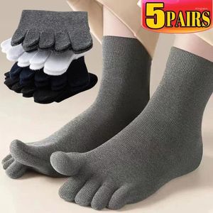 Chaussettes pour hommes 5 paires d'orteils pour hommes et femmes cinq doigts bas de coton respirant sport course yoga solide noir blanc gris sox