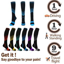 Heren sokken 6 kleuren buiten sport knie hoog/lange compressie massief stretch unisex lopen snowboard 15-20 mm