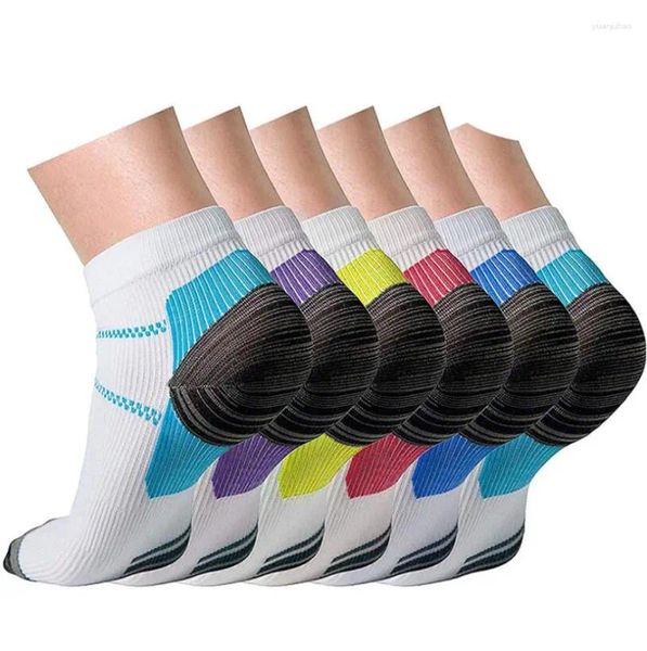 Chaussettes pour hommes 6 paires et élastique de compression de fascia plantaire de course à pied pour femmes