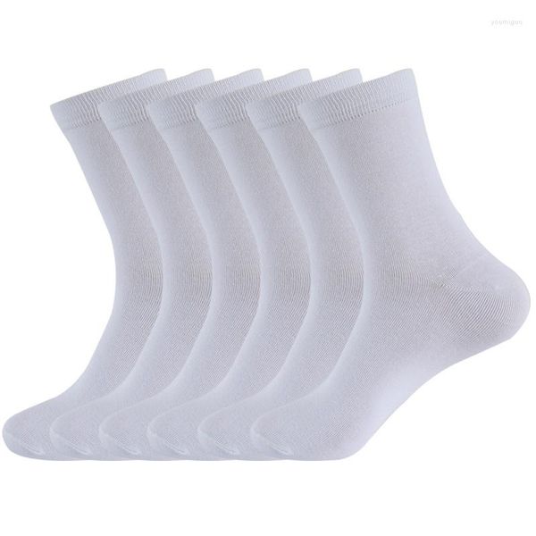 Chaussettes pour hommes 6 paires noir blanc gris grande taille longue tube de couleur pure respirant hommes/femmes simples Sox sport décontracté