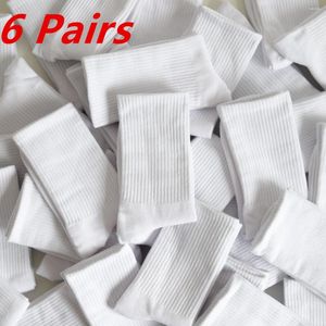 Calcetines para hombres 6 pares Color sólido Tubo de algodón Conjunto de mujeres Ins Tide Street Wear All-Match Black White Sports Long Girls Socket