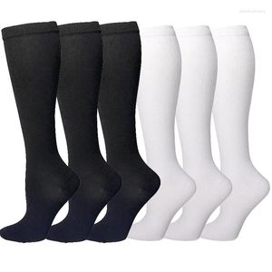 Chaussettes pour hommes 7 paires Lot Pack Femmes Hommes Bas de compression Sports élastiques Belle jambe Course à pied Escalade Cyclisme Noir