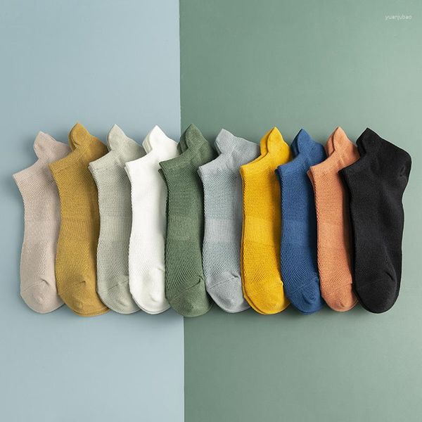 Chaussettes courtes en coton pour hommes, 8 paires/lot, à la mode, en maille respirante, confortables et décontractées, Pack de chaussettes pour hommes, mode de rue