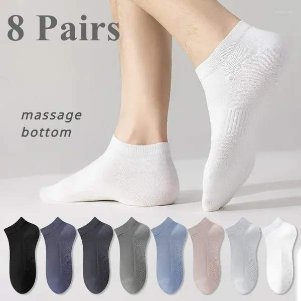 Chaussettes masculines 8 paires non slip hommes maille été mince cheville anti-glissement sports de haute qualité coton de haute qualité