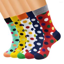 Chaussettes pour hommes 8 pièces/lot 4 paires hommes heureux mode à pois chaussette drôle 24 couleurs noël mâle hiver automne printemps