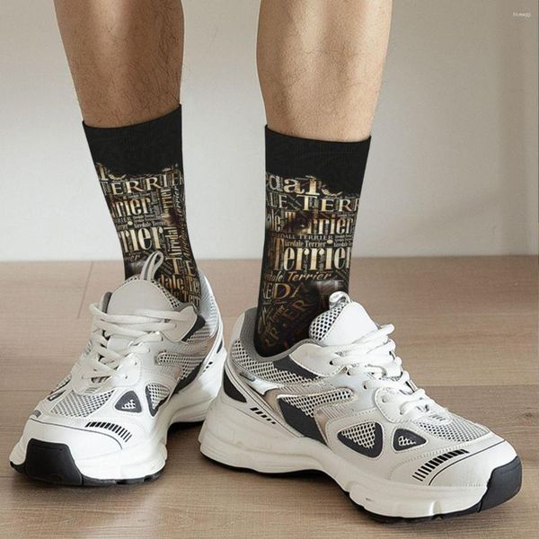 Calcetines de hombre Airedale Terrier Word Art Adulto Unisex Hombres Mujeres