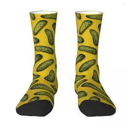 Calcetines para hombre, medias para todas las estaciones, una gran cantidad de pepinillos, patrón de pepinillo amarillo verde, Harajuku, largos, para hombres y mujeres, regalos