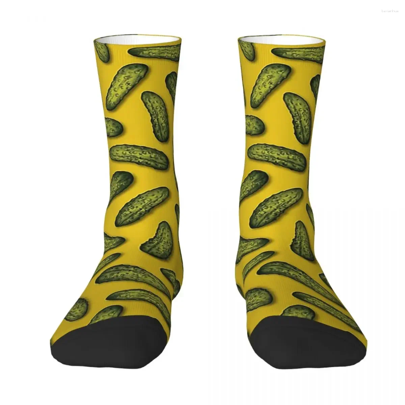 Men's Socks All Seasons Crew Stockings A Plethora Of Pickles - Green & Yellow Gherkin Pattern Harajuku Long For Men Women Gifts