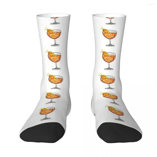 Chaussettes pour hommes toutes saisons, bas d'équipage Aperol Spritz Harajuku, mode Hip Hop, accessoires longs pour hommes et femmes, cadeaux de noël