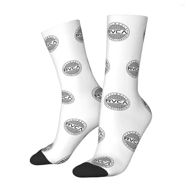 Chaussettes pour hommes toutes saisons, bas d'équipage, noir, Logo carré, Harajuku, fou Hip Hop, accessoires longs pour hommes et femmes, cadeaux