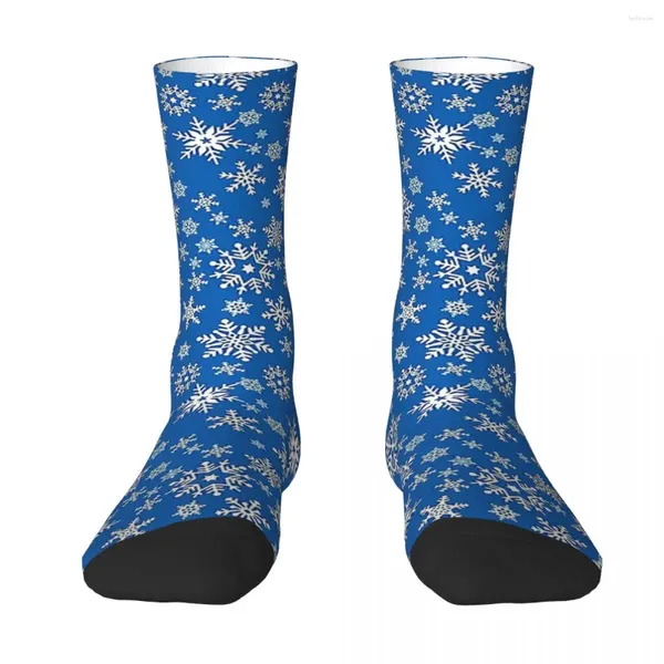 Chaussettes pour hommes toutes saisons, bas d'équipage bleu flocon de neige Harajuku mode Hip Hop accessoires longs pour hommes femmes cadeaux