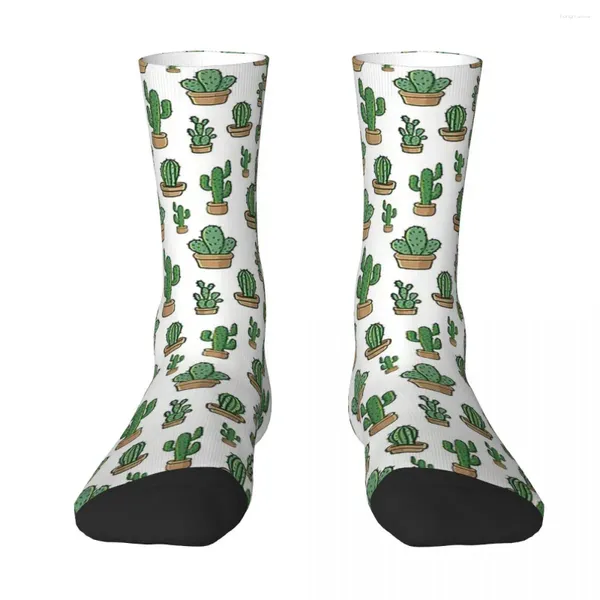 Chaussettes pour hommes toutes les saisons bas d'équipage fleurs de cactus motif floral drôle hip hop long pour hommes femmes cadeau