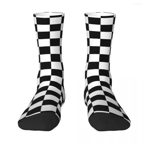 Calcetines para hombre, medias para todas las estaciones, cuadros en blanco y negro, accesorios largos de moda Harajuku para hombres y mujeres, regalos