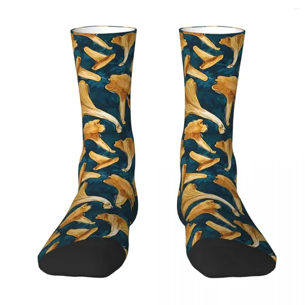 Chaussettes pour hommes toutes saisons, bas d'équipage, jaune doré, champignons Chanterelle, Harajuku, accessoires longs pour hommes et femmes, cadeaux