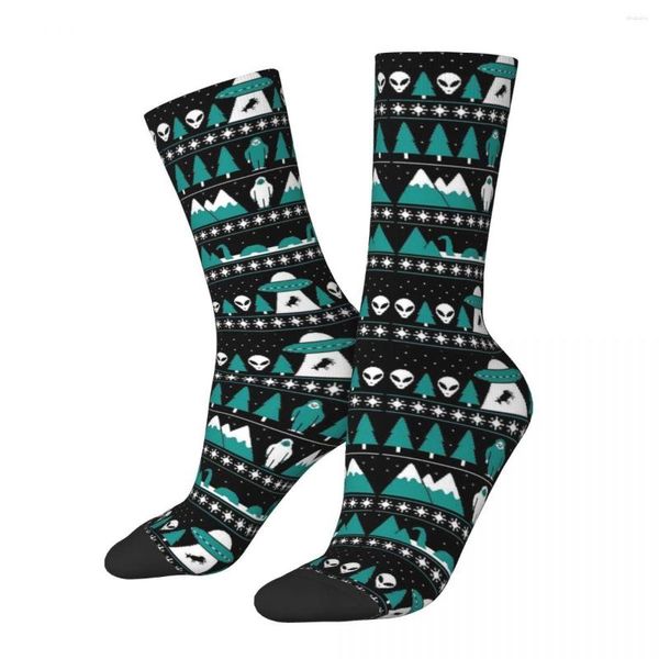 Calcetines para hombre, medias para todas las estaciones, suéter de Navidad paranormal, accesorios largos Harajuku para hombres y mujeres, regalos