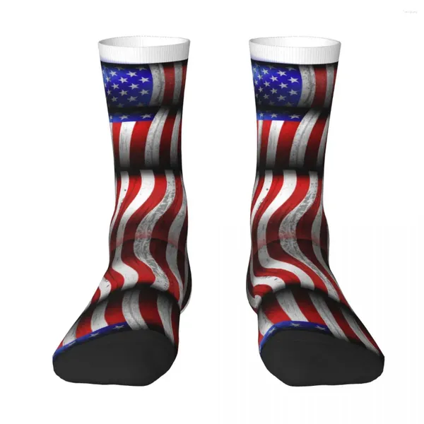 Calcetines para hombre Bandera de América Efectos especiales Abstracción geométrica Hombres americanos Mujeres Novedad al aire libre