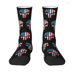 Herensokken AMERIKAANSE VLAG Skelet Skeleters Skull Mens Crew unisex nieuwigheid Spring zomer herfst winterjurk