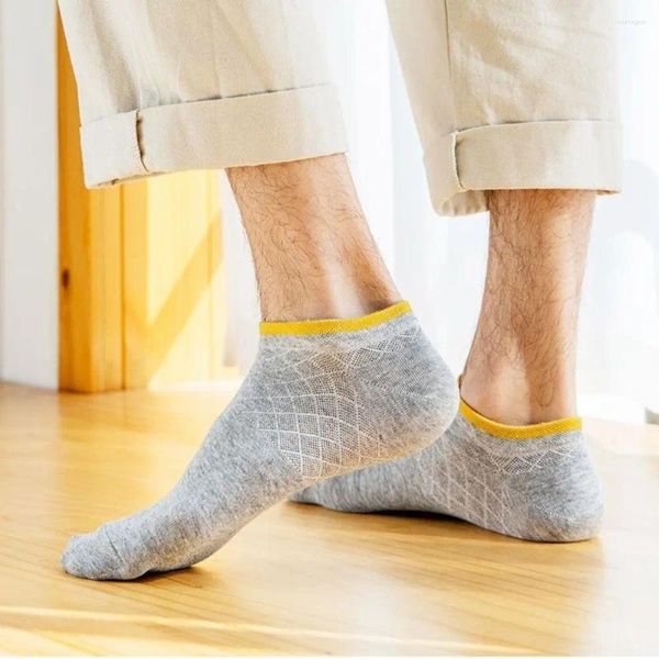 Calcetines de hombre y desodorante suave a rayas de verano, medias transpirables antideslizantes, calcetines deportivos de tubo corto absorbentes de algodón para hombre