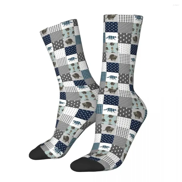 Chaussettes homme Animal damier raton laveur unisexe hiver randonnée Happy Street Style Crazy Sock