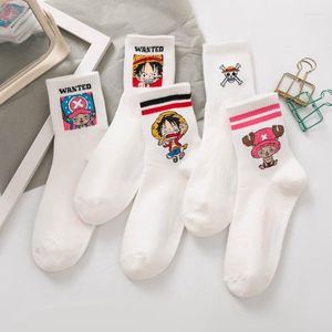 Calcetines para hombres Anime One Piece Hombres Cosplay Dibujos animados Divertido Luffy Moda Mujer Blanco Unisex Harajuku Algodón Skarpetki Fans Regalo