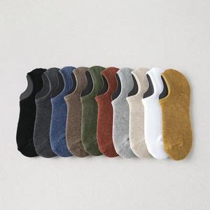 Chaussettes antidérapantes pour hommes, Calcetines De Suelo, serviette en silicone, bateau, couleur unie, printemps été, invisibles