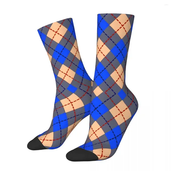 Calcetines de hombre con estampado de Argyle, pegatina de compresión loca, Unisex, estilo callejero de diamantes, calcetín estampado sin costuras para niños