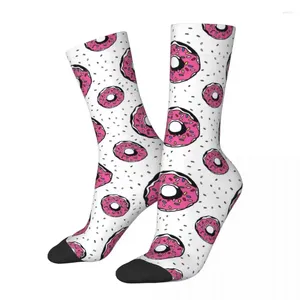 Chaussettes pour hommes, automne hiver, Cool, beignets roses, nourriture mignonne, équipe respirante