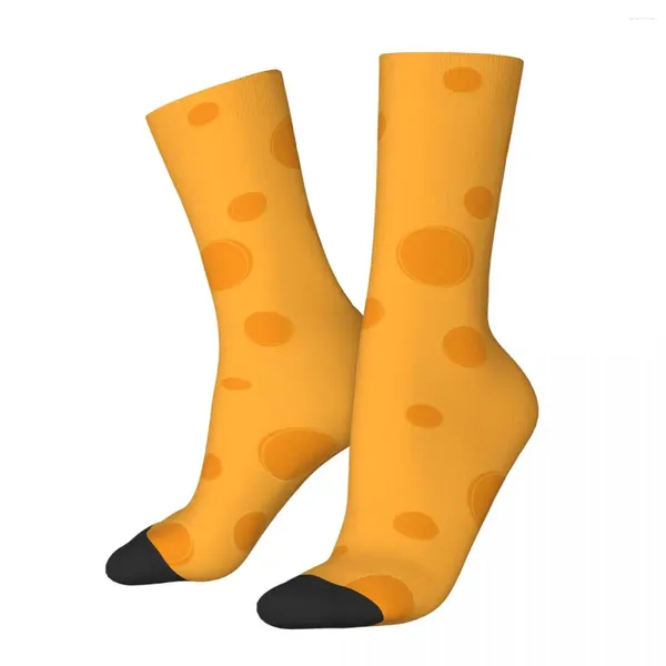Calcetines para hombres Otoño Invierno Diseño loco Mujeres Hombres Amarillo Queso suizo Baloncesto antideslizante