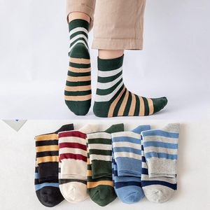 Heren sokken herfst winter gestreepte middelste buis mode katoen casual basic dagelijks