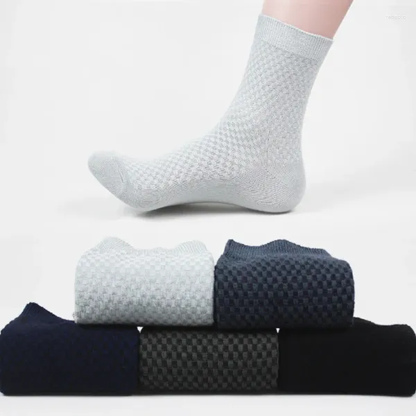 Calcetines para hombres Fibra de bambú Hombres Hombres Compresión transpirable Largo Negocio Casual Hombre Crew Sock Blanco Negro Gris Sox Sokken Hombre