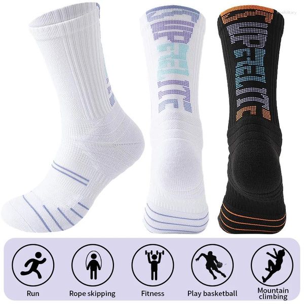 Calcetines para hombres Baloncesto Hombres Atlético Antideslizante Fútbol Acolchado Transpirable para correr Yoga Senderismo Deportes Agarre Calcetín